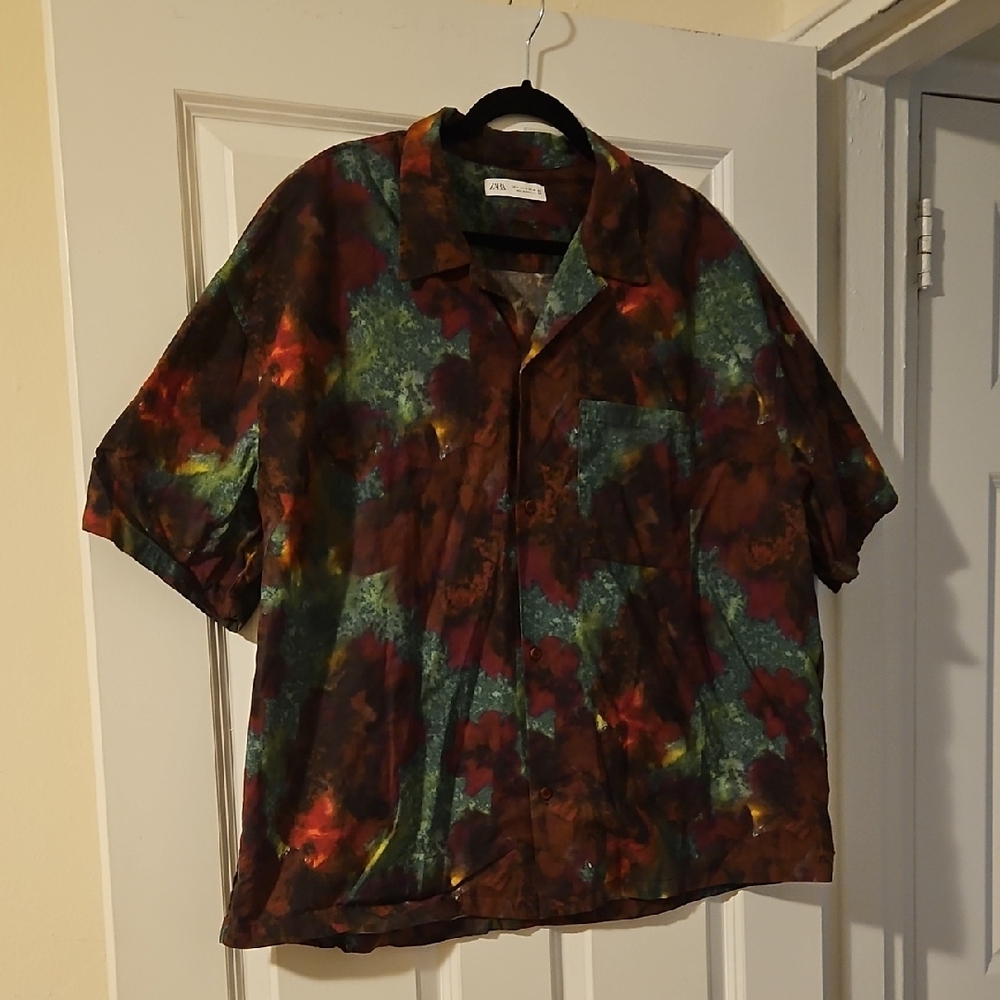 Zara Multicolor Abstract Shirt Mens Size XL